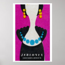 Poster Blue Pearl Necklace - Matchbox Print - Czech Wall