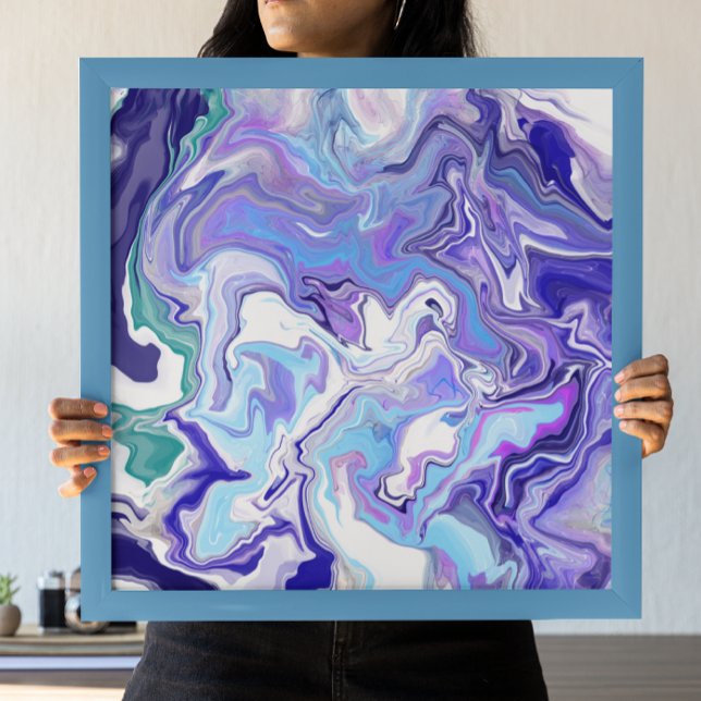 Poster Blue Periwinkle Marble Fluid Art (Criador carregado)