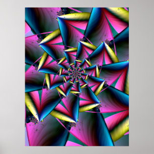 Poster Blue, Pink and Yellow Spiral