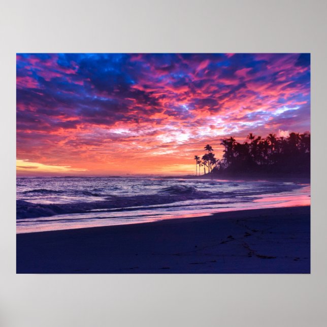 Poster Blue Pink Sunset Ocean Photo 178 (Frente)