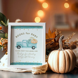 Poster Blue Pumpkin Truck Modern Fall Book