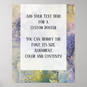 Poster Blue, Purple & Gold Abstract Alcohol Ink DIY
