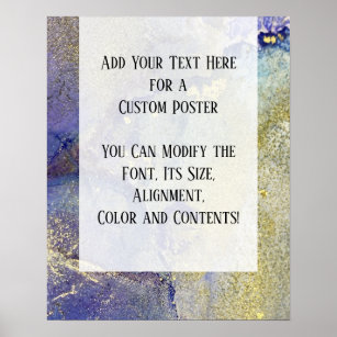 Poster Blue, Purple & Gold Marbled Alcohol Ink DIY