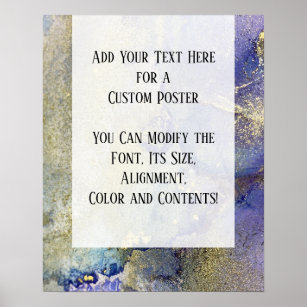 Poster Blue, Purple & Gold Marbled Alcohol Ink DIY