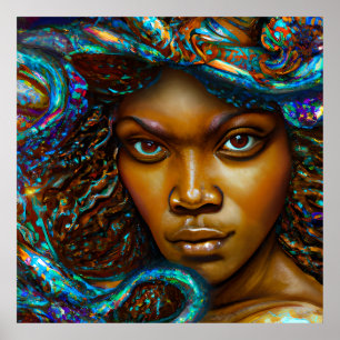 Poster Blue Queen Rainbow Cute Hair Black Melanin Afro