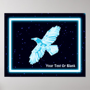 Poster Blue Raven Sobre Estrelas