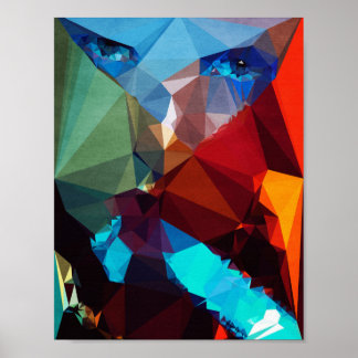 Poster Blue Rocket - Kubistika por Boris Draschoff