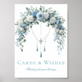 Poster Blue Rose & Silver Cross Baptism Cards & Wishes 