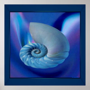 Poster Blue Seashell Print