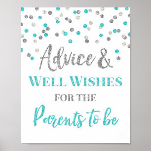 Poster Blue Silver Confetti Advice para Pais a Assinar