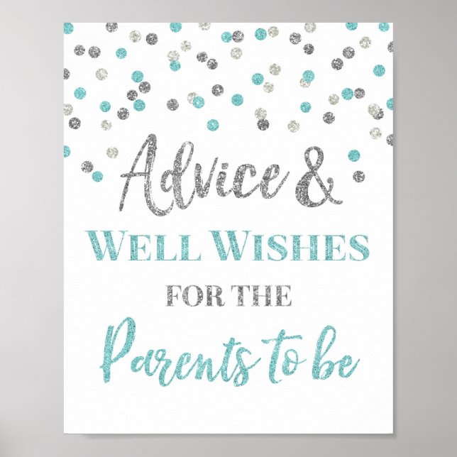 Poster Blue Silver Confetti Advice para Pais a Assinar (Frente)