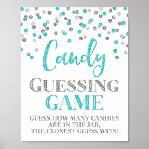 Poster Blue Silver Confetti Candy Sinal de Jogo