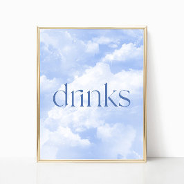 Poster Blue Sparkly Clouds Bebe Sinal de Mesa