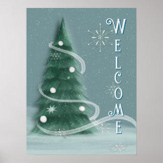 Poster Blue Spruce Christmas Tree Welcome