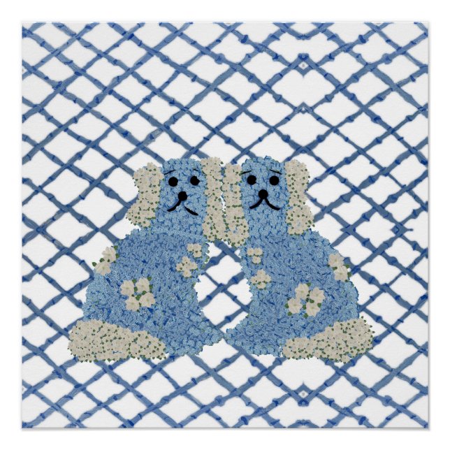 Póster Blue Staffordshire Dogs Lattice Trellis (Frente)