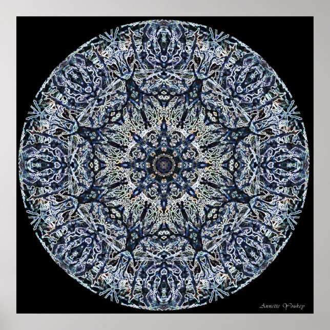 Poster Blue StainGlass Mandala (Frente)