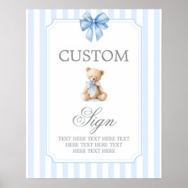 Poster Blue Stripes Bear Customized sign