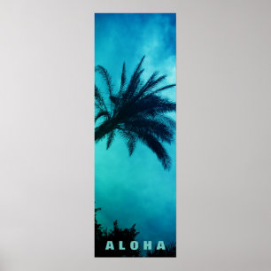 Póster Blue Sunset Aloha Hawaii Palm Trepics Viagem