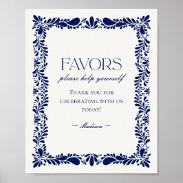 Poster Blue Talavera Azulejo Espanhol Fiesta Favor Sinal