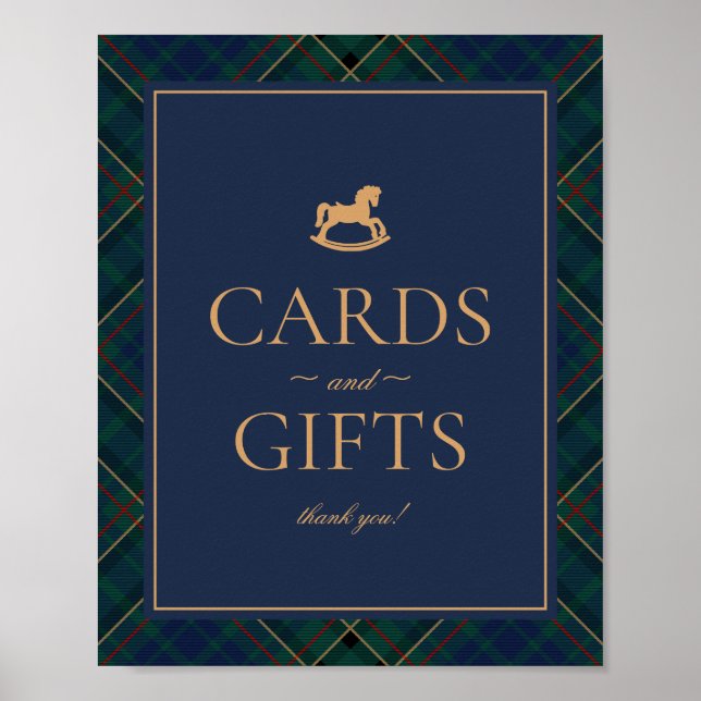 Poster Blue Tartan Plaid Rocking Horse Cards & Gifts (Frente)