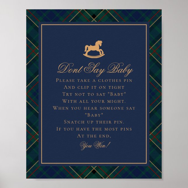 Poster Blue Tartan Plaid Rocking Horse Dont Say Baby (Frente)