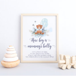 Poster Blue Teddy Bear Balões como Grande é a Mamãe