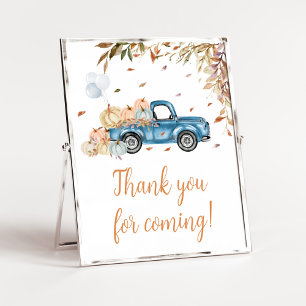Poster Blue Truck Pumpkin Obrigado por vir