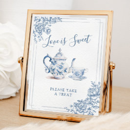 Poster Blue Victorian Garden Bridal Tea Love is Sweet