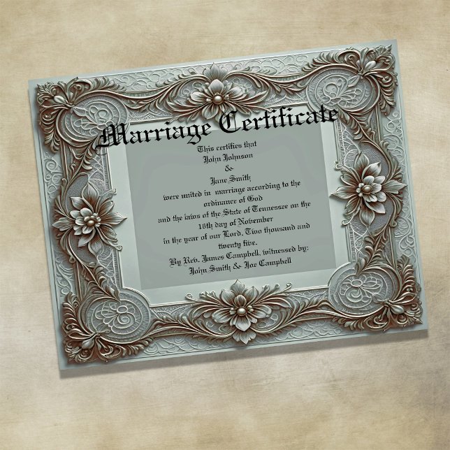 Poster Blue Vintage Marriage Certificate (Criador carregado)