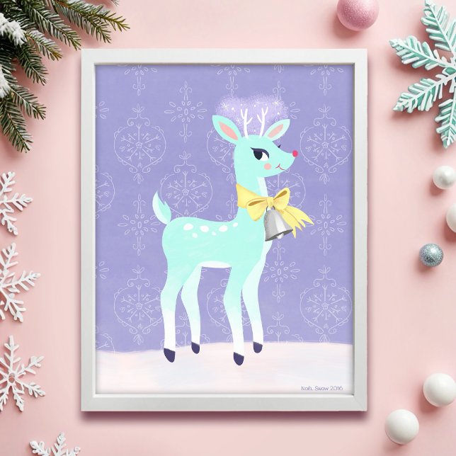 Poster Blue Vintage Reindeer Lavanda (Criador carregado)
