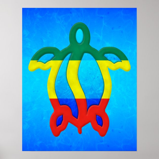 Poster Blue Water Rasta Honu (Frente)