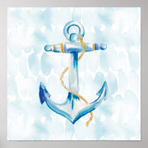 Poster Blue Watercolor Anchor 3