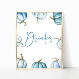 Poster Blue White Pumpkin Fall Autumn Drinks - Sinal do P