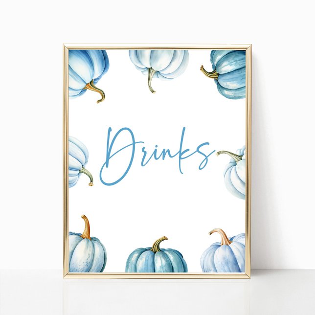 Poster Blue White Pumpkin Fall Autumn Drinks - Sinal do P (Criador carregado)