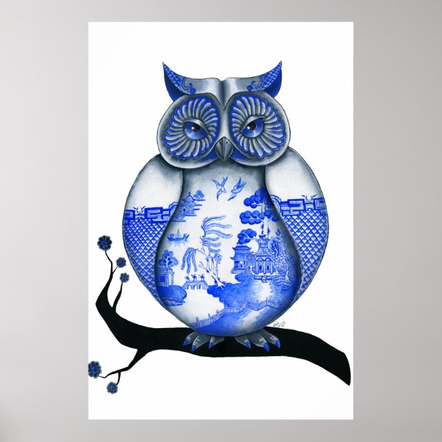 Póster Blue Willow Owl (Frente)