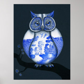 Poster Blue Willow Owl