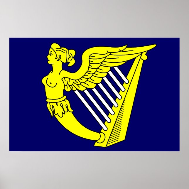 Póster Blue Winged Maiden Harp, bandeira da Irlanda (Frente)