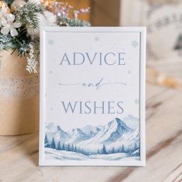 Poster Blue Winter Bridal Shower Advice and Wishes