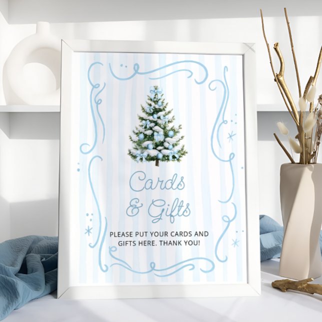 Poster Blue Winter Christmas Baby Shower Cards and Gifts (Criador carregado)