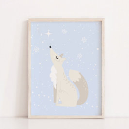 Poster Blue Winter | Fox Artic Animal Nursery Decor