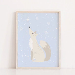 Poster Blue Winter   Fox Artic Animal Nursery Decor