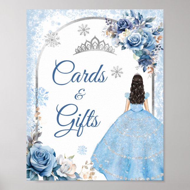 Poster Blue Winter Snowflake Mis Quince Cards & Gifts (Frente)