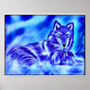 Poster Blue wolf in the snow