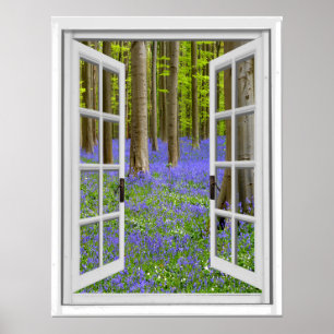 Poster Bluebells e janela da falsificação da opinião d