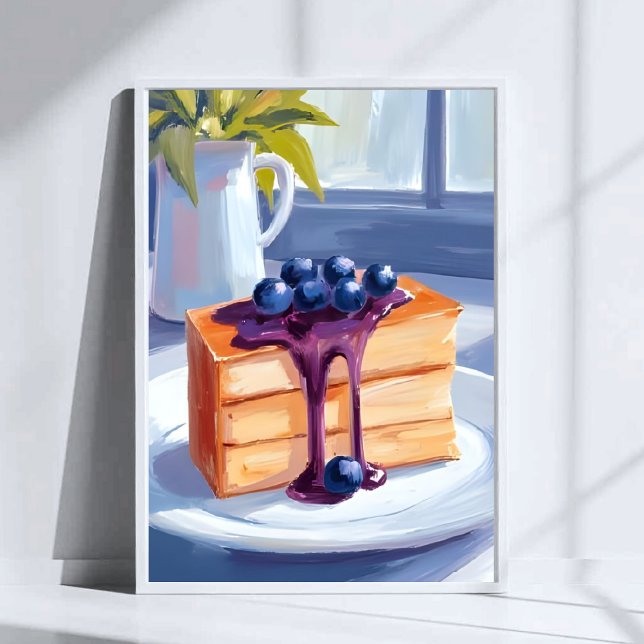Poster Blueberry Pastry Dessert Cake Watercolor (Criador carregado)