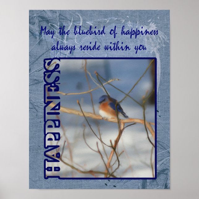 Poster Bluebird De Felicidade Inspiracional (Frente)