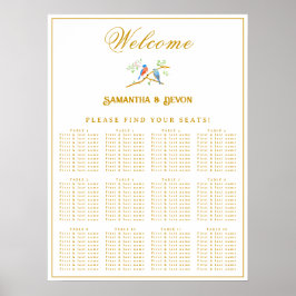 Poster Bluebirds Wedding Seating Chart