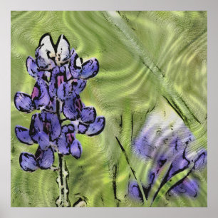 Póster Bluebonnets no vidro