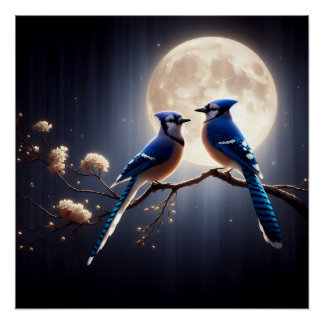 Póster Bluejay Whisper – Tranquil Forest Songbird Art