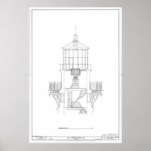 Poster Blueprint da Sala Lanterna do Farol do Cabo Hatter